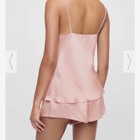 Asceno silk camisole and sleep short set in blush pink NEW - Picture 2 of 4